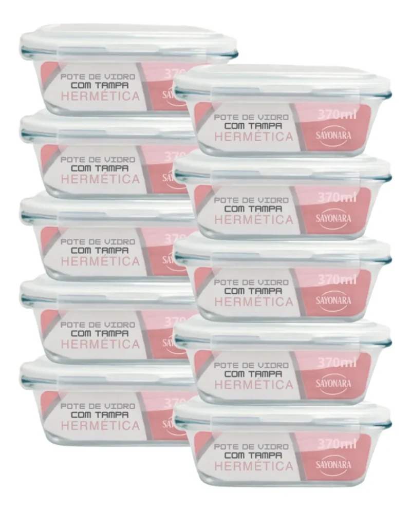 Kit Conjunto 10 Potes Vidro Hermético 370ml - Mercado Livre